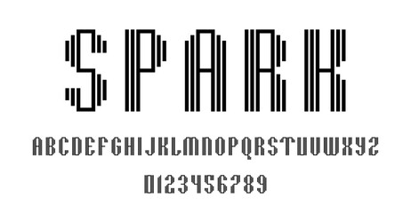 Set of alphabets font letters and numbers modern abstract design with lines vector illustration