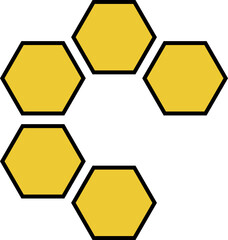 Honeycomb Harmony: Vibrant Yellow Hexagons with Black Outline - Geometric Patterns and Nature-Inspired Design in Contemporary Vector Illustration