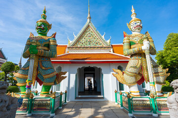 Gates to Ordination Hall with statues of Giants, demon guardians at Wat Arun