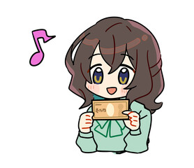 お金に関するかわいい女性のイラスト素材