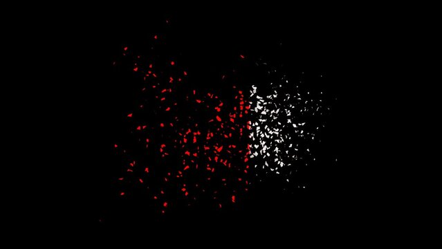 10 second countdown timer animation with dust sprinkle particle effect on black screen background