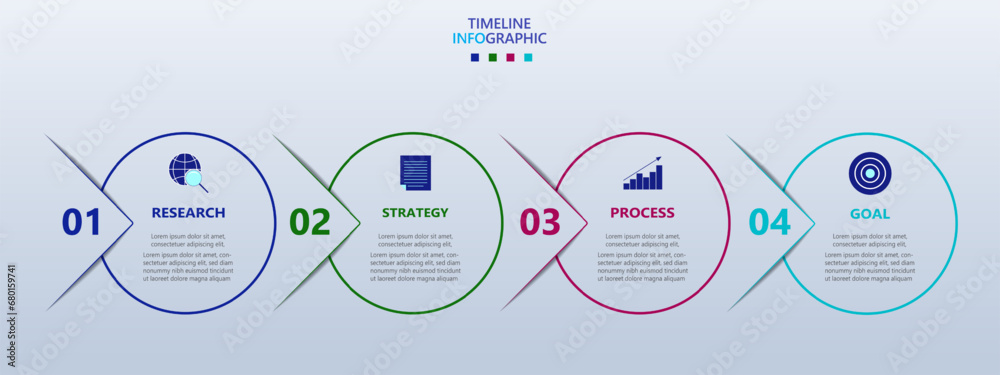 Poster infographic template for business. modern timeline infograph with 4 steps.