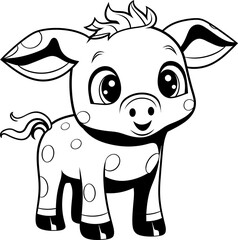 Pig animal vector image, coloring page