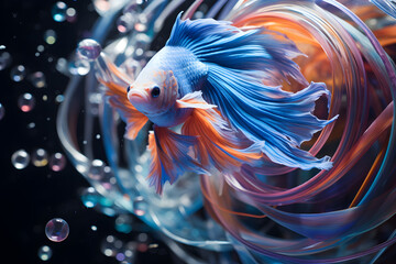 Marine Life: Colorful Fish Swimming in a Blue Aquatic Environment