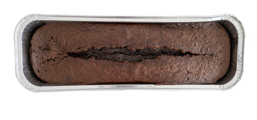 gâteau au chocolat dans barquette aluminium sur fond transparent.PNG
