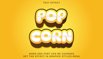 Pop corn text effect template in 3d design