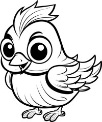 Pigeon bird vector image, black and white coloring page