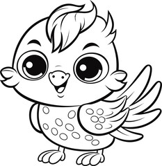 Pigeon bird vector image, black and white coloring page