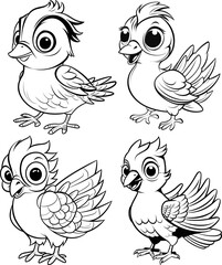 Pigeon bird vector image, black and white coloring page