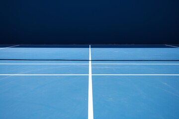 a blue tennis court with white lines - obrazy, fototapety, plakaty