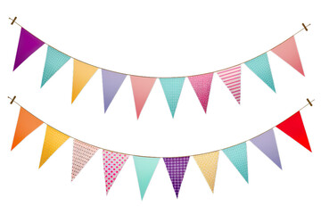 Party bunting flags on isolated with transparent concept