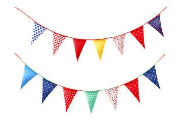Obraz premium Party bunting flags on isolated with transparent concept