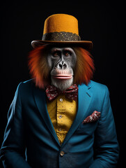 An Anthropomorphic Orangutan Dressed Up as a Clown