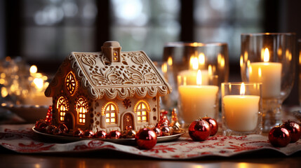 Fototapeta na wymiar christmas candles on a table