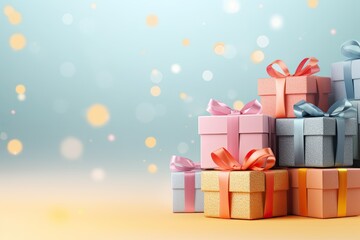 Happiness gift box on pastel color background. Generative AI