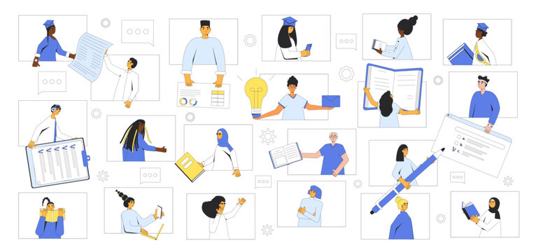 Global education. Learning community concept. Vector illustration.