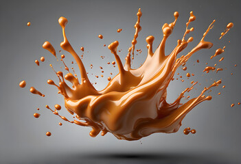 A caramel explosion splash isolated, Generative AI