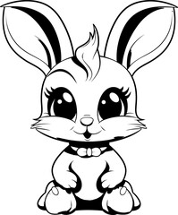 Rabbit cute animal vector , coloring page image