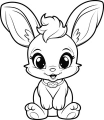 Rabbit cute animal vector , coloring page image