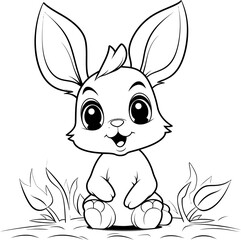 Fototapeta na wymiar Rabbit cute animal vector , coloring page image