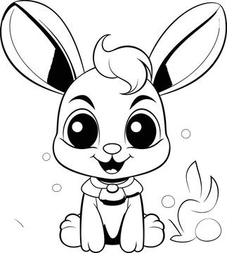 Rabbit cute animal vector , coloring page image