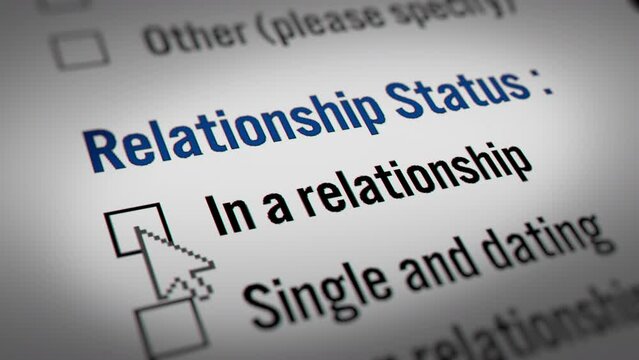Animated Mouse Cursor Clicking "In a relationship " Checkbox for Relationship Status Survey Question
