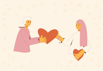 Dating and love. Vector groovy style illustration