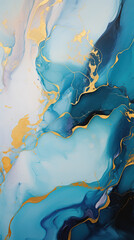 Blue marble background with thin gold lines and drops