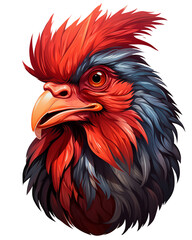chicken rooster illustration logo design with transparent background