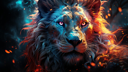 beautiful lion with fierce eyes