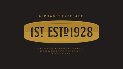 Vintage label alphabet typography. Display classic typeface.