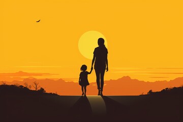 Graphic illustration of good parenting with the parent playing with their kid