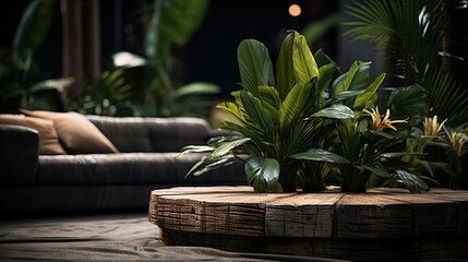 Natural Themed Coffeee table - obrazy, fototapety, plakaty