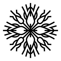 Beautiful abstract snowflake. Snow flake symmetric ornament design. PNG with transparent background