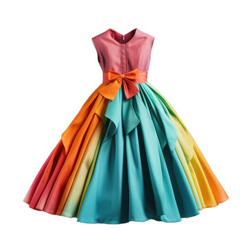 Colorful retro dress isolated on transparent background. Retro fashion style