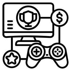 Gamification line icon illustration vector graphic