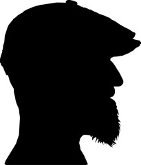 Vektor Profil Silhouette - Bärtiger Mann mit Schirmmütze