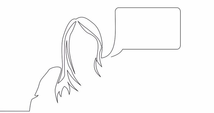 Self drawing line animation woman chatting on the phone continuous one single line drawn concept video