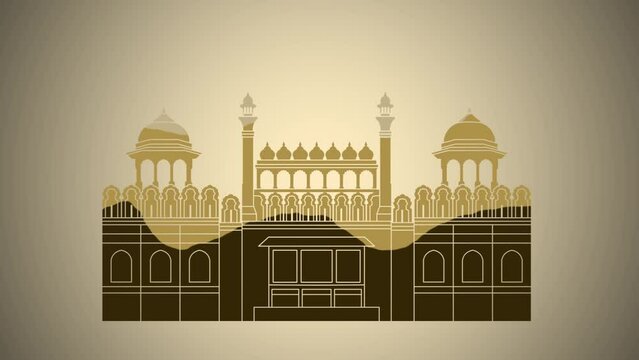 Red fort Delhi Indian historic ancient monument  animation