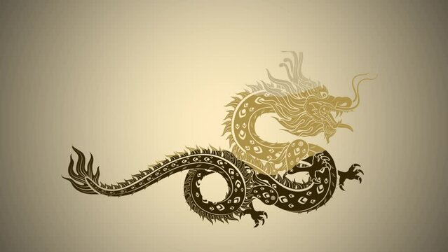 Chinese new year dragon on the wall ancient history animation