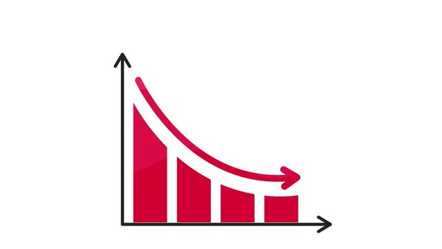 business loss graph falling down economic crisis animation