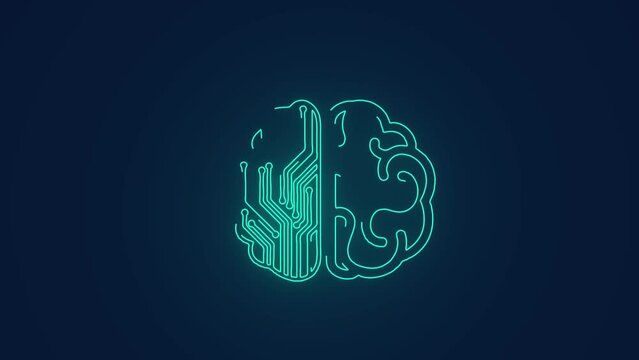 human brain with innovation technology animation