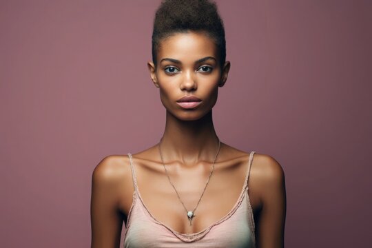 Anorexic Dark Skinned Woman Photo depicting Anorexia Mental Health Problems Standard of Beauty 