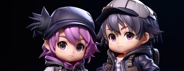 Two Anime Figurines Standing Side by Side Generative AI