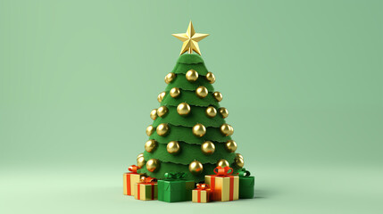 Obraz premium christmas tree with gifts box