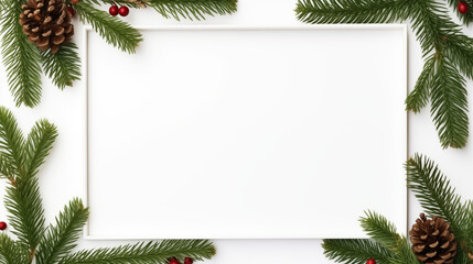 Fototapeta na wymiar christmas picture frame with decoration isolated