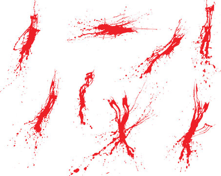 Red horror blood splatter blot background set