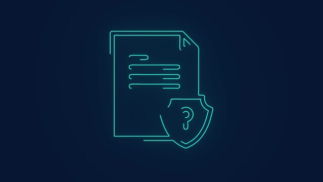 Document secured with lock and encryption pass code file security animation