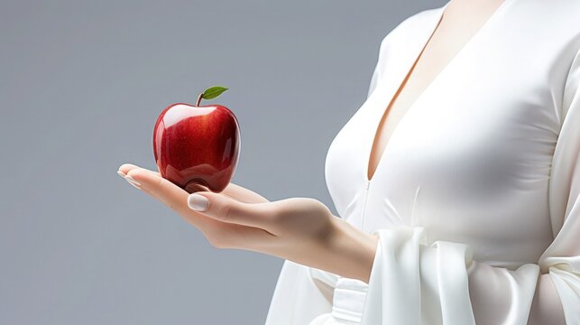 Apple Inc and Snow White Concept Woman holding an Apple AI Future Advanced Technology	
