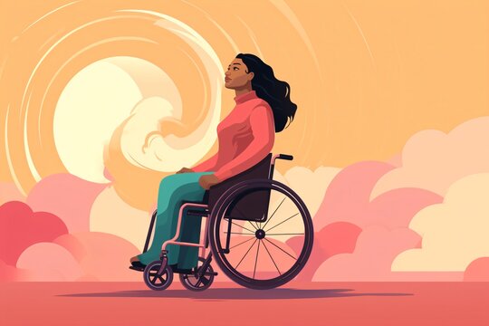 Illustration of a person sitting on wheelchair